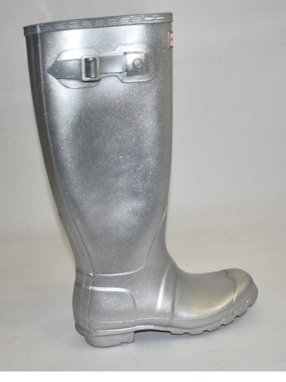 Hunter Cosmo Glittery Gray Rain Boots BEW Sz 9
